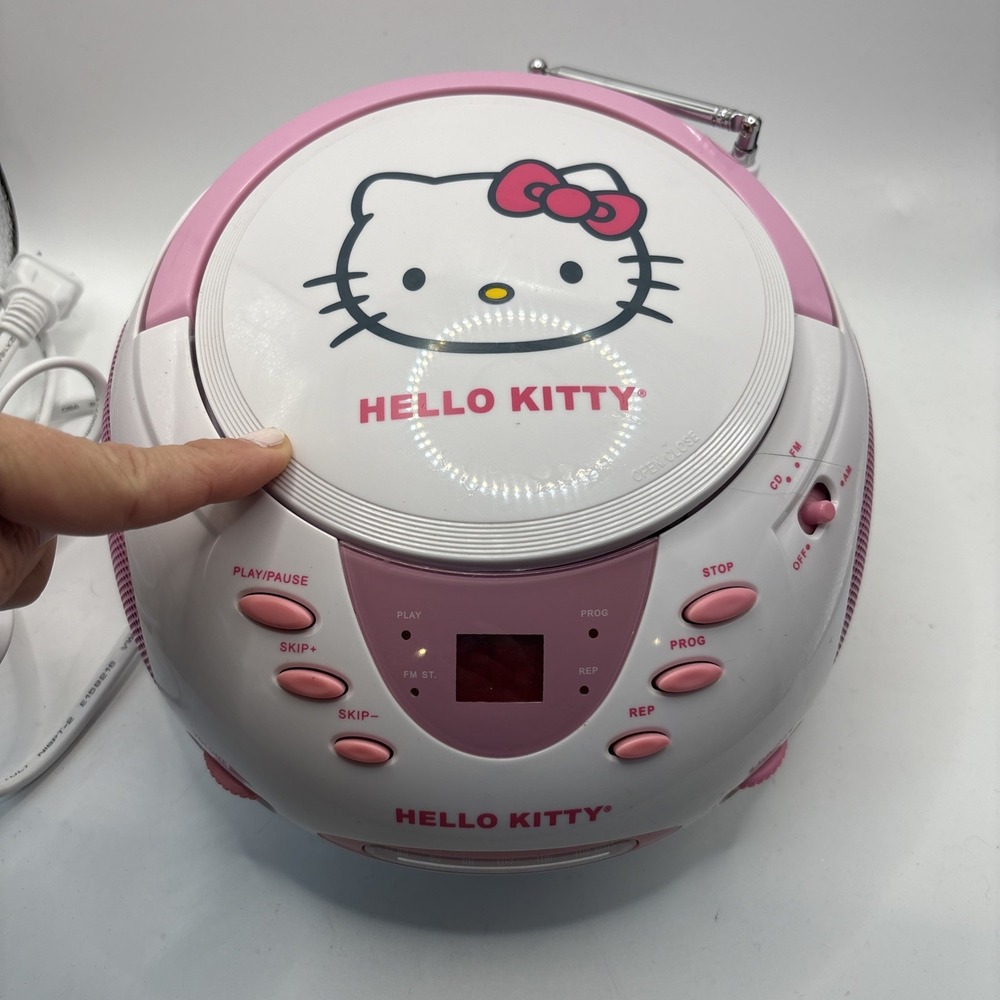 Hello Kitty Stereo CD Player Boombox Sanrio Y2k Plays - Lid Latch Broken Read